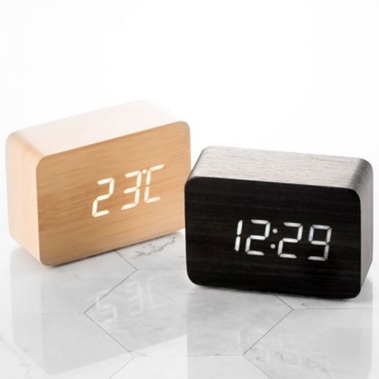 데코앤홈 우드 직사각 LED 탁상시계 인테리어