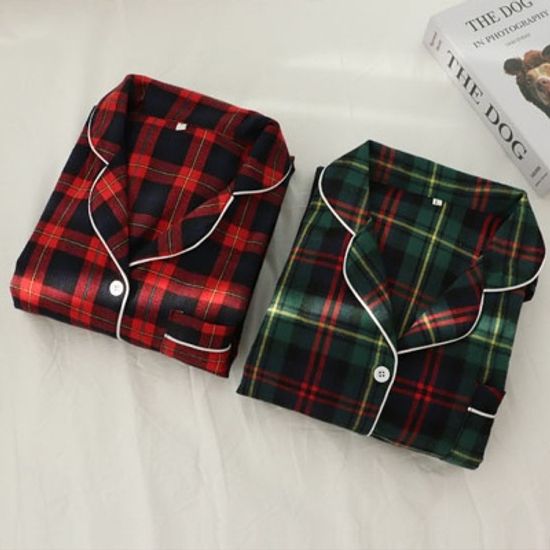 웨스턴 체크 커플 잠옷 파자마