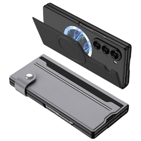 갤럭시 Z폴드6 마그네틱 탈부착 풀커버 가죽 케이스