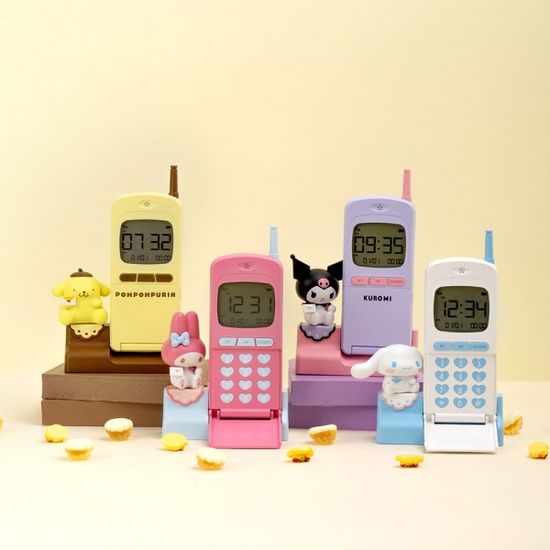 산리오 캐릭터즈 레트로 전화모형 디지털 탁상시계