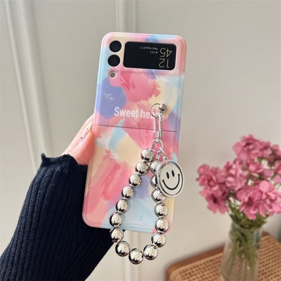 갤럭시 z플립 3 4 그래피티 그립 구슬 스트랩 케이스