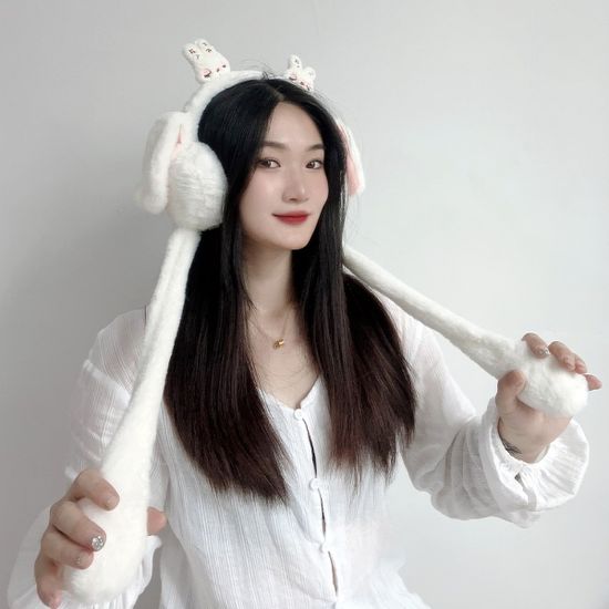 쫑긋 토끼 움직이는 귀마개 토끼귀마개 겨울귀도리
