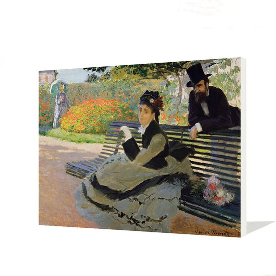 모네 - 정원 벤치의 카미유 모네, 캔버스액자