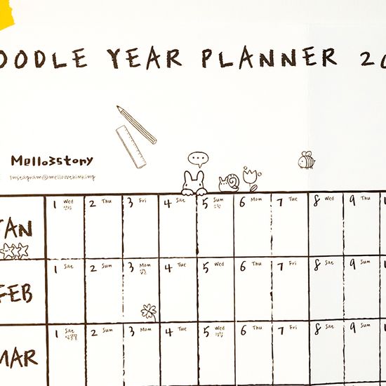 멜로우 두들 연간 플래너 2026 달력 1매+스티커3매