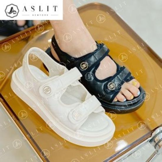 [애슬릿]투 스트랩 격자 패턴 키높이 통굽 여성 샌들