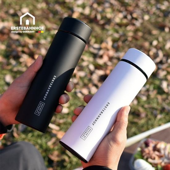 캠핑 직장인 온도 측정 보온 보냉 텀블러 500ml 블랙