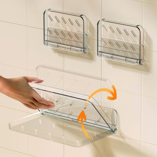 무타공 접이식 선반 투명 부착식 욕실 배수 선반 R156