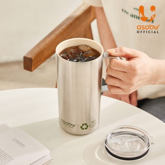 아소부 세라믹 스텐 진공 타워머그 600ML 리사이클
