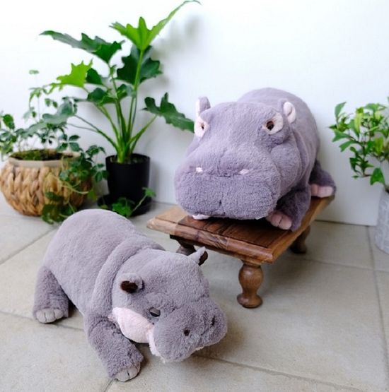 무릎인형 하마 애착 인형 동물 쿠션