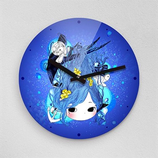 하야작가 인어공주토끼거북이 무소음아크릴벽시계 (56289)