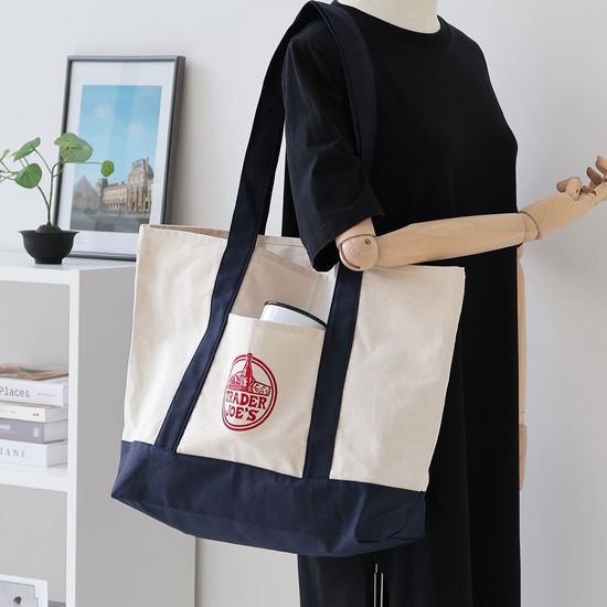 트레이더조 에코백 코튼 캔버스 가방 라지