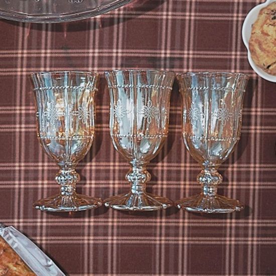 플라워 고블렛잔 브라운 3set