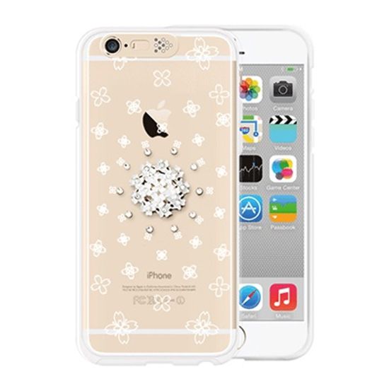 [SG DESIGN] iPhone6/6S SG Lighting Clear Hand-made Case - Clear white Blossoms(Swarovski)