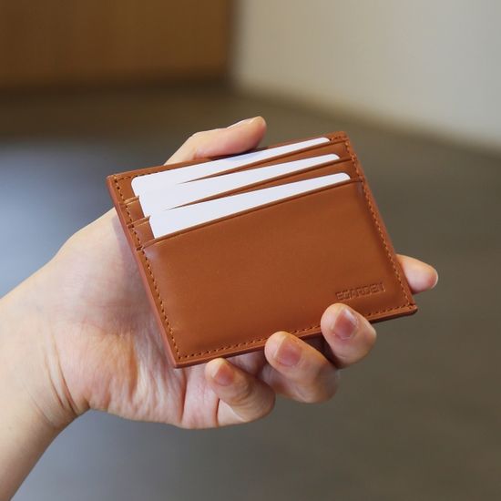 가죽 슬림 카드 남성 여성 공용 지갑 교통카드 브라운