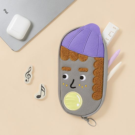 캔버스 필통 부클 자수 펜 파우치_비니버블_러비브로