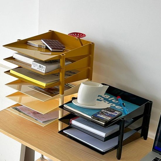 3단 빈티지 자유자재 수납 테이블 서류 정리 트레이