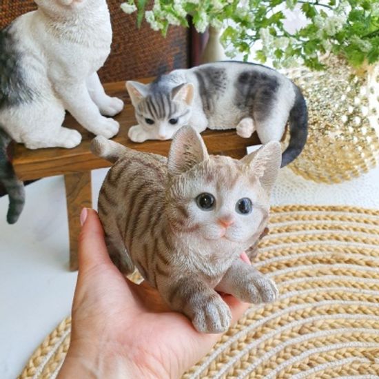 그레이 고양이 패밀리 장식인형