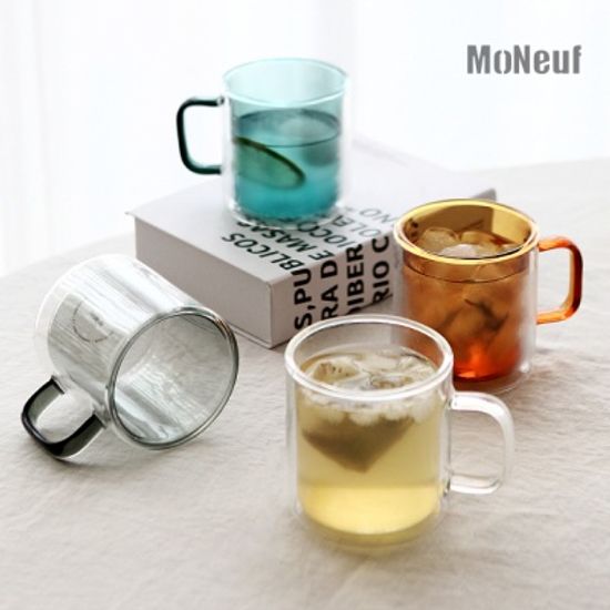 모네프 더블월 컬러 유리 머그 320ml