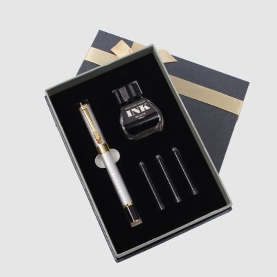 그랜드 드래곤801 만년필 3종세트 컨버터 병잉크 실버