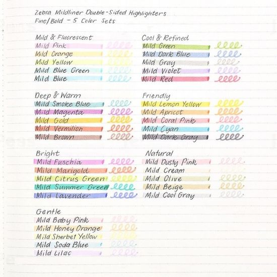 제브라 트윈닙 형광펜 마일드라이너 5색세트 WKT7