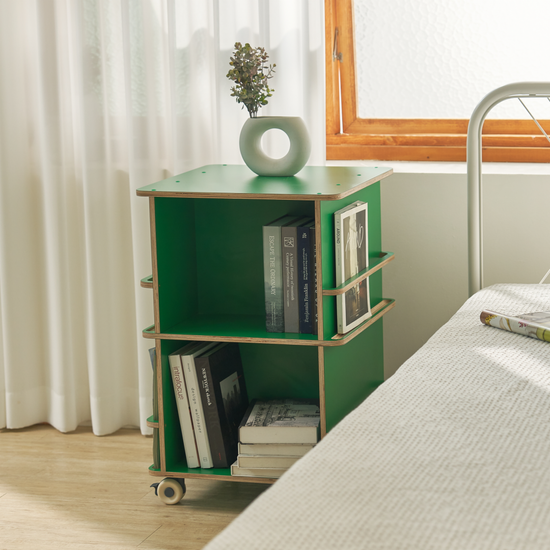 바퀴달린책장 회전책장 미레아우드 2단 회전책장