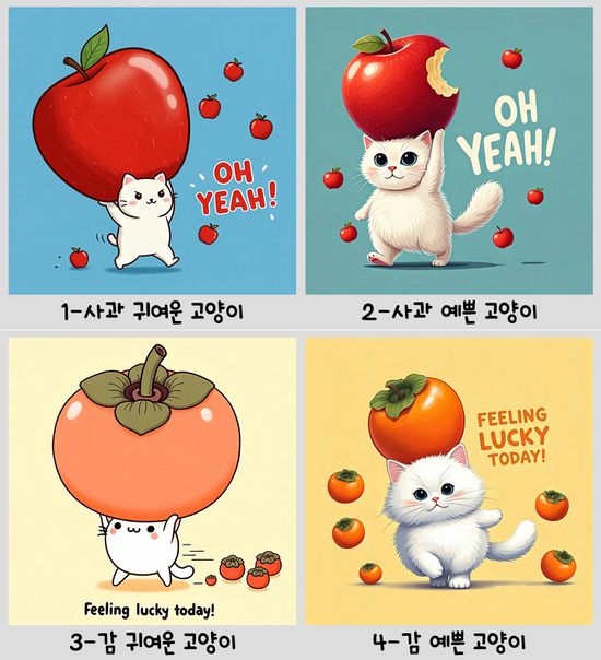 사과 귀여운 고양이 그림 인테리어 액자 팝아트 소형