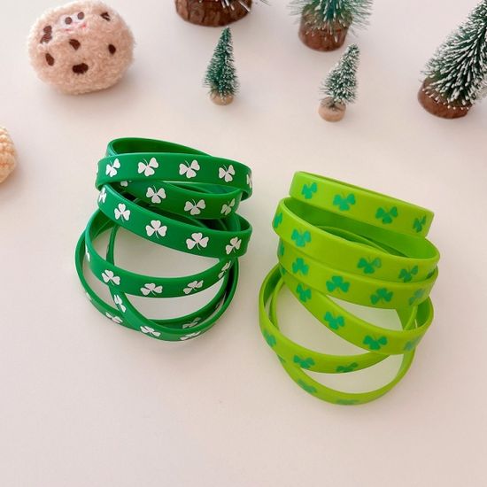 클로버 그린 실리콘 팔찌(2컬러)