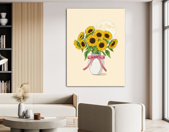 해바라기 선물 그림 달항아리 액자 거실 카페 개업