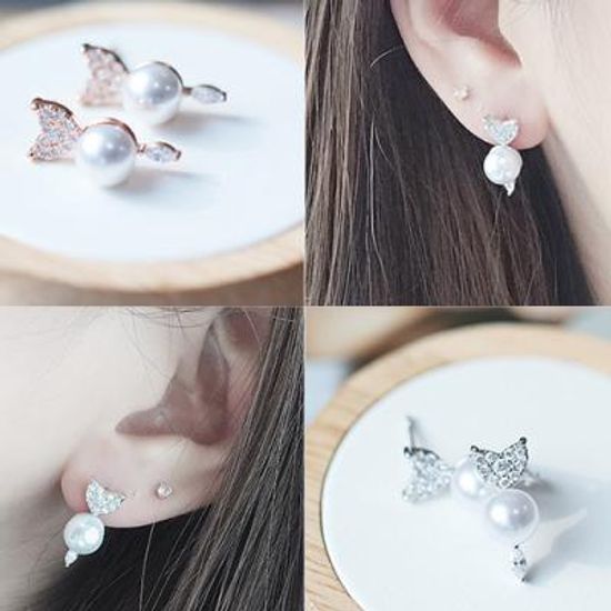 [애슬릿]제니스 진주 미니 큐빅 드롭 귀걸이