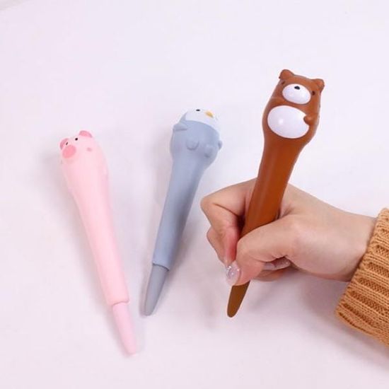 말랑말랑 스퀴시 동물 볼펜 3종 인싸템 젤펜 돼지 곰