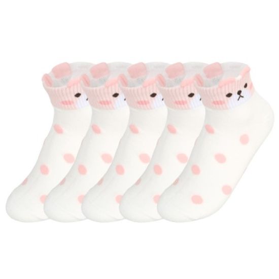 [쿠비카]도트앤줄무늬 애니 스니커즈 여성양말5족S029