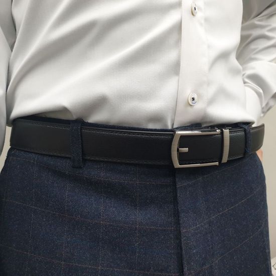 페이크 핀버클 가죽 자동벨트 블랙(WB85DC1)
