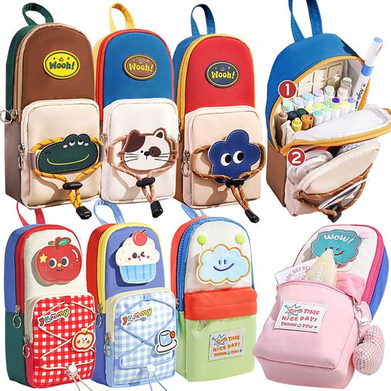 귀여운 동물 캐릭터 세우는 지퍼 파우치 필통 가방