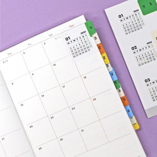 오첵 2026 캘린더 인덱스 스티커