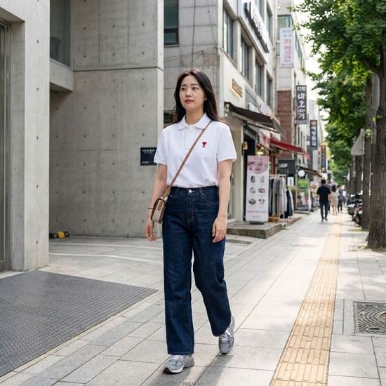 아미 스몰 하트 PK 반팔티셔츠 카라티