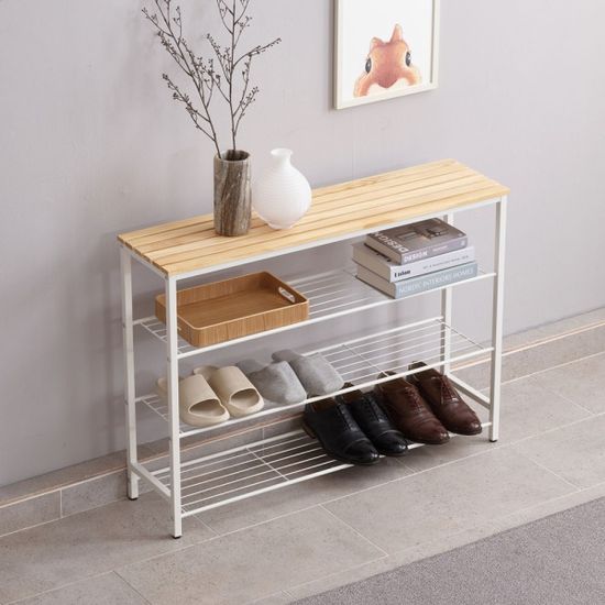 [단독특가] 그루인 레온 원목 철제선반 4단 800x260