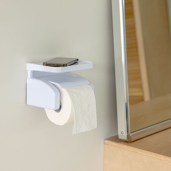 무타공 흡착식 욕실 휴지걸이/화장지걸이 선반형