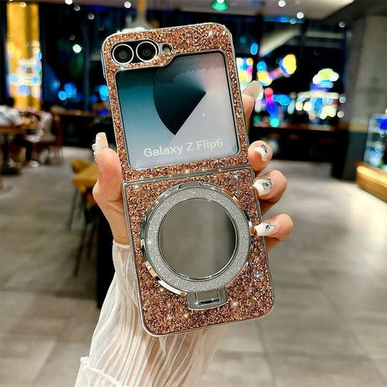 갤럭시Z플립 6 5 4 3 큐빅 글리터 미러 핑거링 케이스