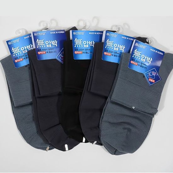용신 손봉조 무압박 남성 미니 면 양말 5P 신사 고급[