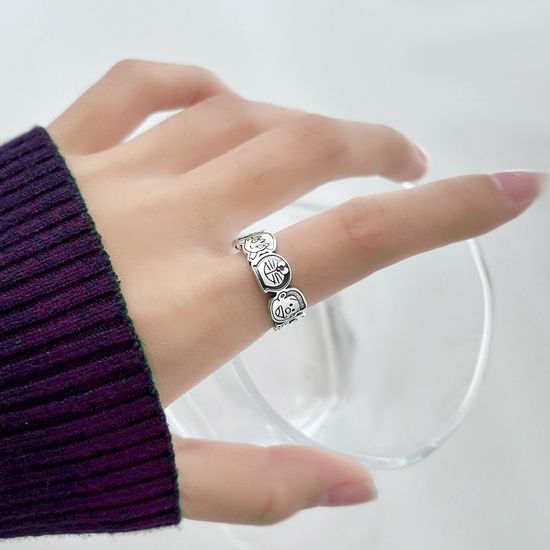 고양이 오픈링 반지 애끼 검지 우정반지 커플링 반지