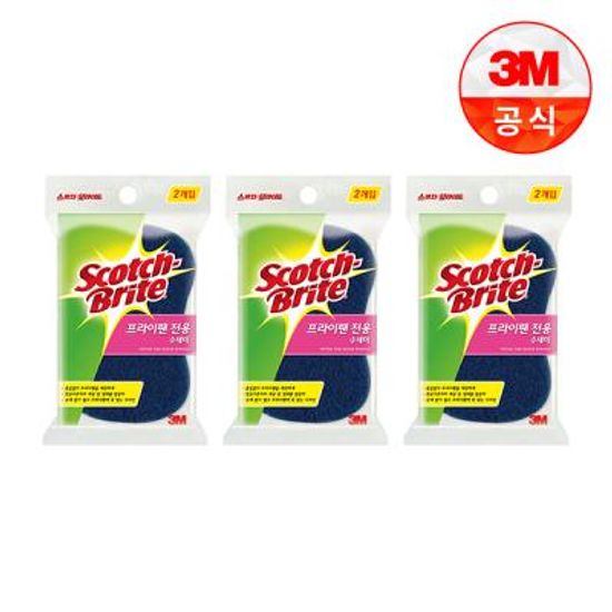 [3M]후라이팬 전용 수세미 2입(흠집방지용) 3개세트