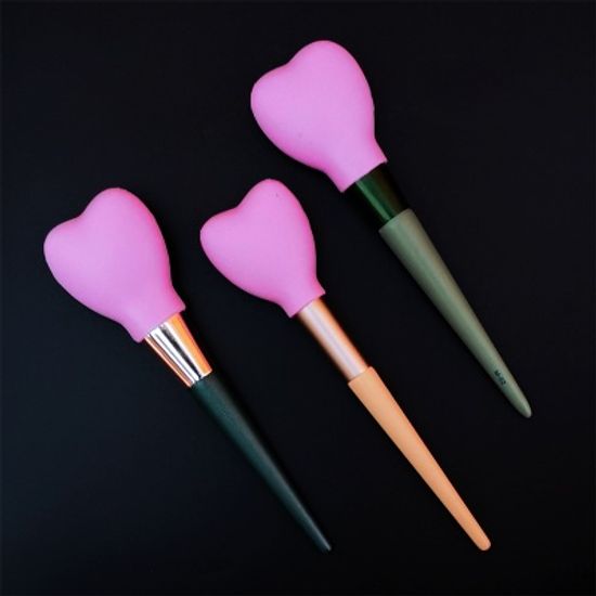 하트 메이크업 브러쉬 더스트 실리콘 커버 홀더 세트