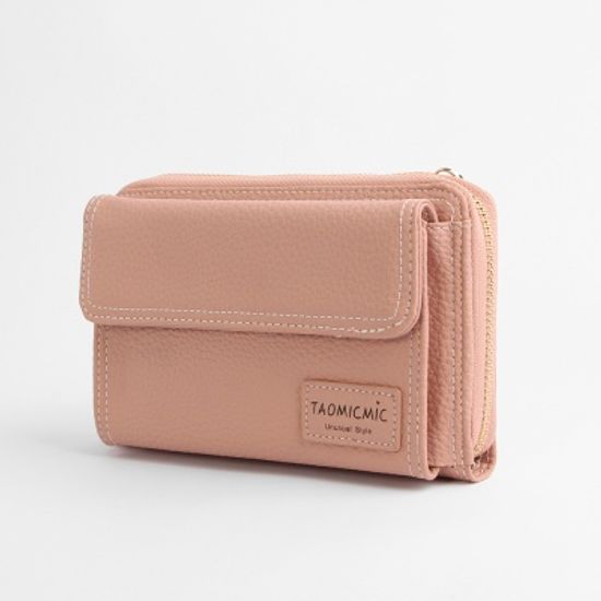 메일리 크로스 장지갑(핑크)/가죽 클러치 미니백