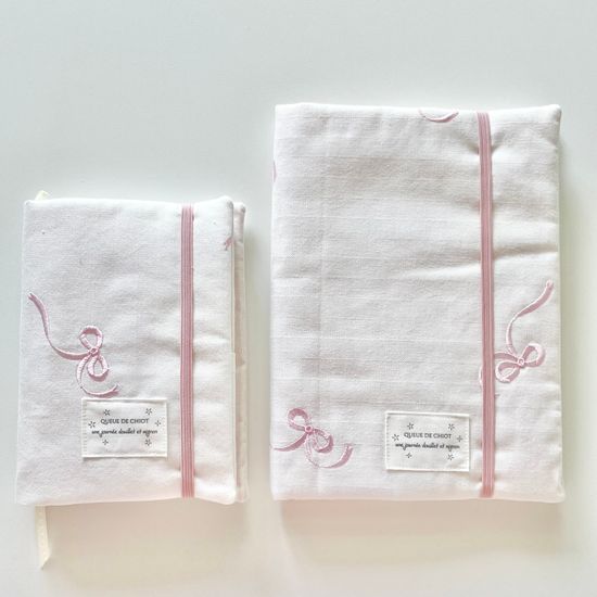 폼폼 리본 북커버 다이어리커버 - 분홍