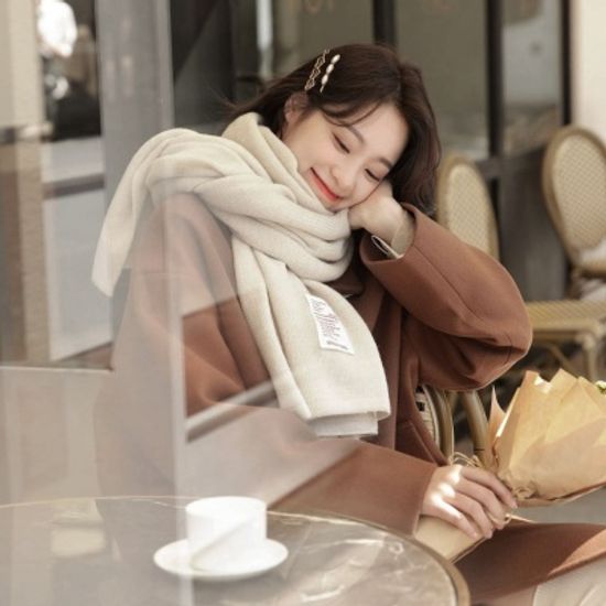 포근 니트 목도리 남녀공용 커플 겨울머플러 아이보리