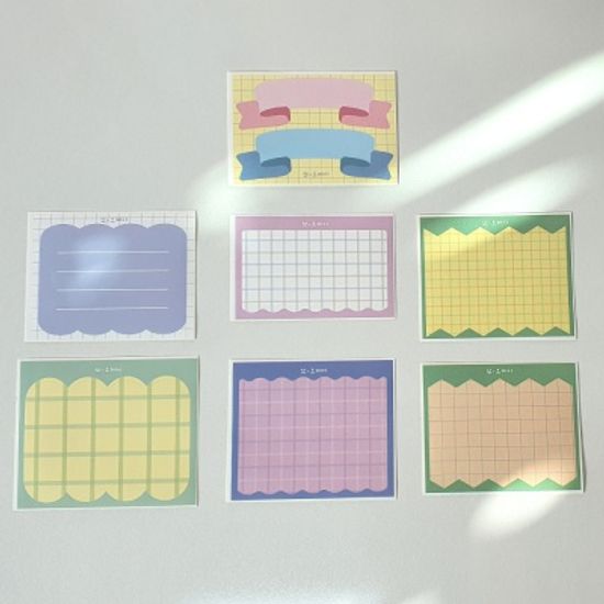 체크 메모 스티커 세트-7종x3매