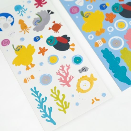 k-오리 언더더씨 바다 다꾸 씰스티커