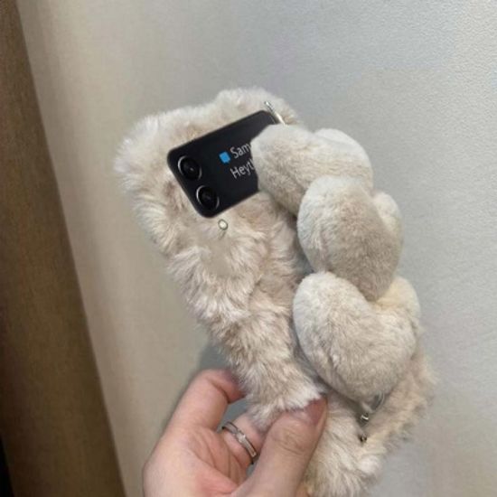 갤럭시Z 플립 폴드 4 3 빅하트 밍크 털 스트랩 케이스