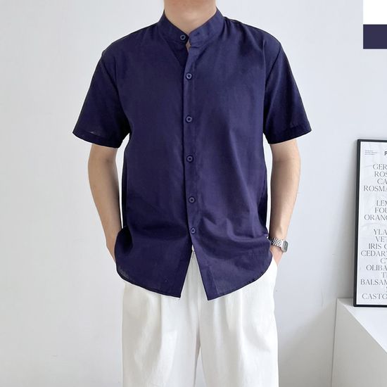 남자 린넨 반팔 셔츠 남방 남성 데일리