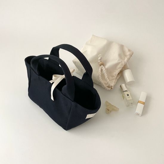 리본 래빗백 미니백 토트 / 네이비